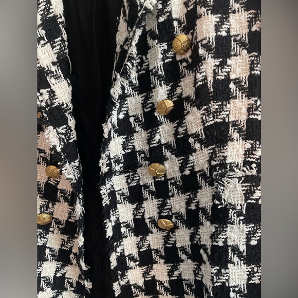 Zara Tweed Black and White Houndstooth Jacket - Picture 5 of 5